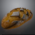 Freshly Baked Bread With Golden Crust White Flour Dusting And Diamond Slashes On Smooth Surface
