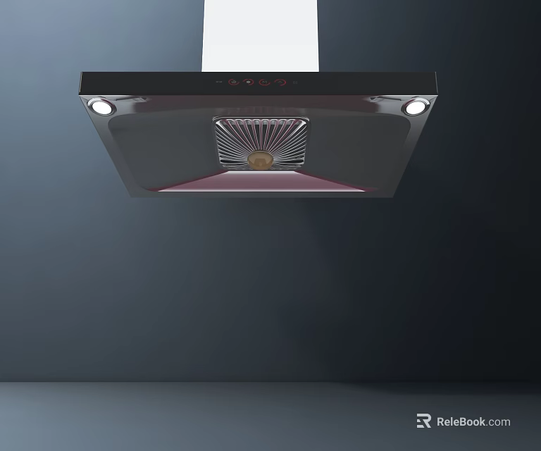 Stainless Steel Kitchen Range Hood with LED Lights and Efficient Fan System 3d model