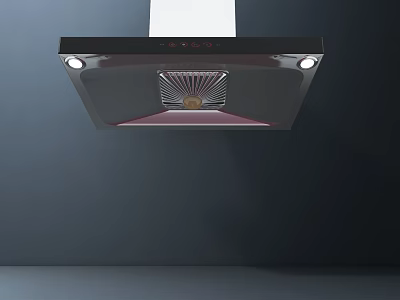 Stainless Steel Kitchen Range Hood with LED Lights and Efficient Fan System 3d model