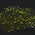 flowers and grass bushes combined plants 3d model