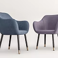 Modern Blue and Purple Upholstered Dining Chairs with Armrest Black Legs Golden Accents