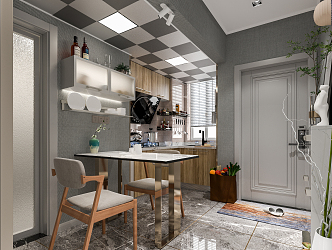 Kitchen Modern Apartment Single Apartment 3d model