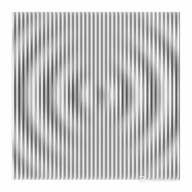 Abstract Black And White Pattern With Vertical Stripes And Concentric Circles 3d model 