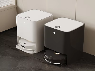 Smart Trash Bins With Step On Lids In White And Black Modern Design 3d model