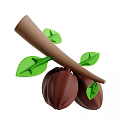 Wooden Stone Decorative Ornament With Green Leaves And Natural Design Elements