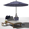 Outdoor Lounge Chair With Umbrella Hat Striped Tote Bag Side Table And Sandals