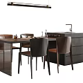 Modern Dining Table Set With Chairs Pendant Light And Cabinet 3d model