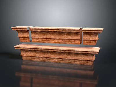 Stone Architectural Decorative Components With Brown Layered Carved Textures 3d model