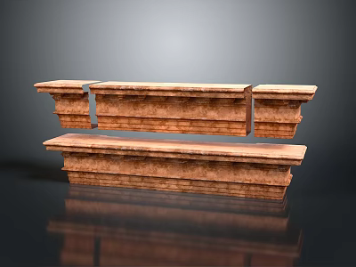 Stone Architectural Decorative Components With Brown Layered Carved Textures 3d model