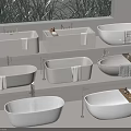 Modern White Bathtubs Display In Showroom With Different Styles And Designs