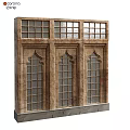 Vintage Stone Architectural Component With Arched Lattice Windows And Three Units 3d model