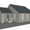 Wooden House Exterior Design With Light Green Walls Black Roof White Porch And Windows