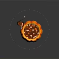 Warm Pumpkin Soup In Pumpkin Shaped Bowl With Seeds And Floating Wooden Spoon