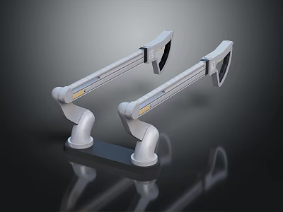 Silver Water Vehicle With Dual Arm Like Structure And Reflective Base Design 3d model