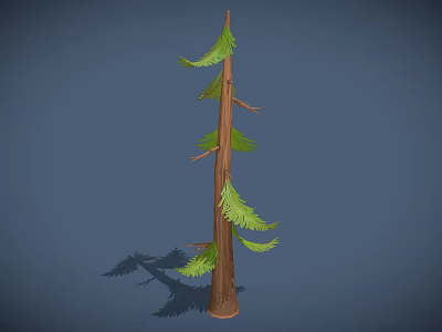Tall Slim Evergreen Pine Tree With Green Needles Brown Trunk And Branches 3d model