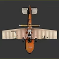 Vintage Orange Passenger Airplane with Propeller Biplane Design and Retro Style
