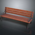 Wooden Public Bench With Metal Armrests And Classic Design For Outdoor Public Areas