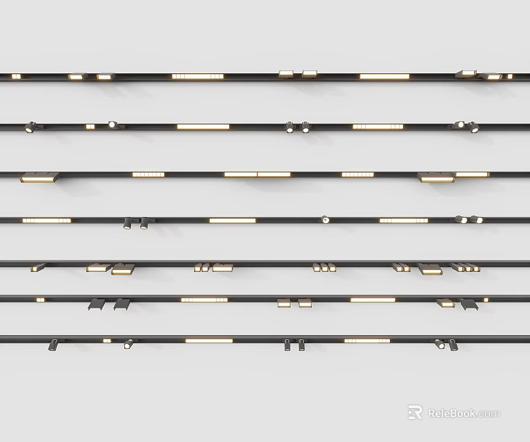 Black And Gold Long Strips Neatly Arranged In Multiple Parallel Rows 3d model 