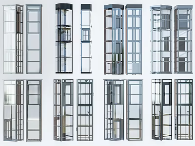 Modern Elevator Design Collection Featuring Glass Doors And Various Structures 3d model