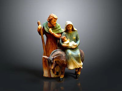 Holy Family Figurine Home Decor Statue With Religious Theme For Living Room 3d model