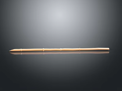 Natural Light Colored Bamboo Stick Displayed On Dark Background With Reflection 3d model