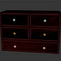 Classic Dark Wood Chest of Drawers With Multiple Drawers And Golden Knobs