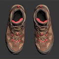 Brown Hiking Shoes With Red Accents Laces And Non Slip Rubber Soles For Outdoor Activities