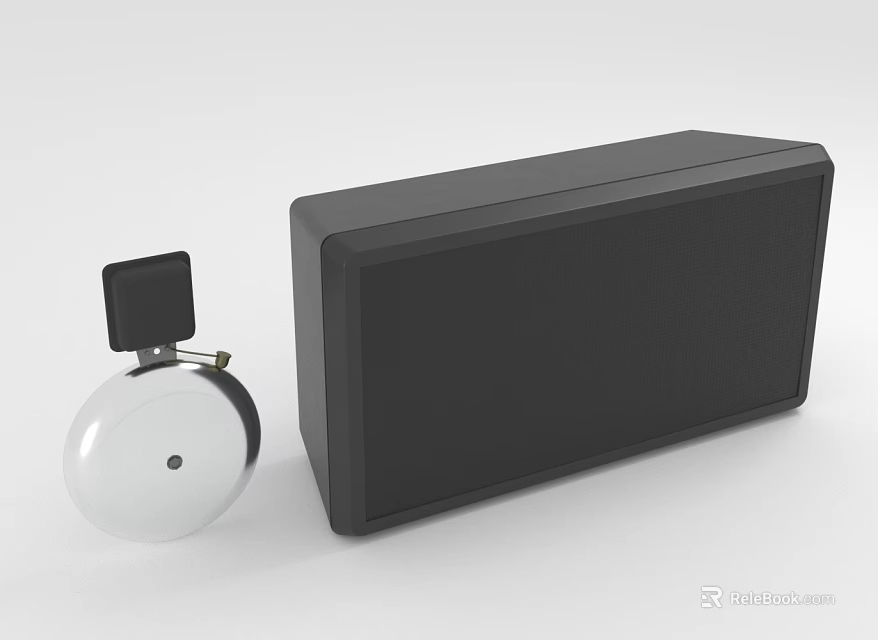 White Circular Speaker And Black Rectangular Audio Device Design 3d model 