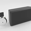 White Circular Speaker And Black Rectangular Audio Device Design
