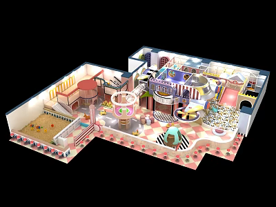 Colorful Kids Playground Design With Slides Activity Areas And Interactive Play Structures 3d model