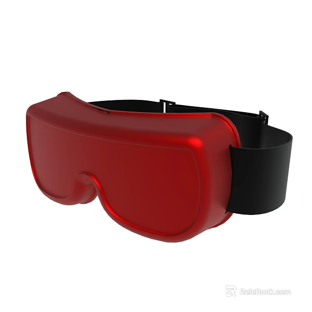 Red Eye Massager With Black Strap Comfortable Ergonomic Design For Relaxation 3d model 
