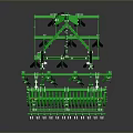 Green Agricultural Disc Harrow Machinery With Frame Blades And Warning Signs