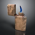 Open Metallic Lighter with Blue Flame and Vintage Design for Daily Household Use