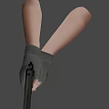 Hand Holding Black Pistol With Green Gloves And Smoke From Muzzle On Gray Background