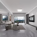 Modern Minimalist Light Toned Open Layout Living And Dining Room Cozy Interior Design Idea