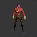 Standing Cartoon Male Character 3D Model In Red Coat Brown Pants And Black Boots