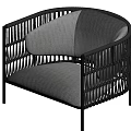 Modern Lounge Chair With Black Woven Frame And Gray Upholstered Cushion