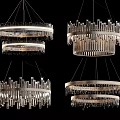 Modern Crystal Chandeliers With Geometric Frames And Hanging Crystal Elements 3d model