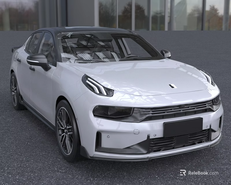 White Modern Car Featuring Black Roof Distinctive Headlights And Sleek Body Lines 3d model 