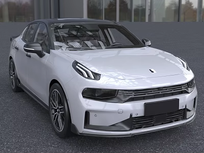 White Modern Car Featuring Black Roof Distinctive Headlights And Sleek Body Lines 3d model