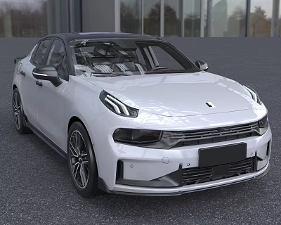 White Modern Car Featuring Black Roof Distinctive Headlights And Sleek Body Lines 3d model