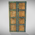 Antique Wooden Door Panel With Colorful Traditional Deity Paintings And Intricate Borders