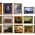 Multiple Oil Paintings Featuring Landscapes Portraits And Architecture In Decorative Frames