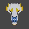 Cartoon Airplane 3D Model With White Orange Blue Stylish Design And Transparent Windows