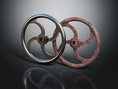 Hardware Tools Metal Handwheels With Stainless Steel And Rusty For Industrial Machinery Operation 3d model