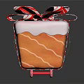 Festive Orange Dessert With White Frosting And Red White Striped Bow Decorations