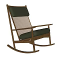 Comfortable Wooden Frame Leisure Rocking Chair with Green Cushion and Mesh Backrest