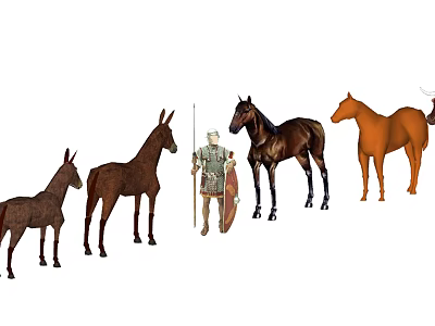 modern horse donkey animal 3d model