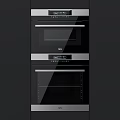 AGD Built in Double Oven Kitchen Appliances With Black Glass Panel Silver Trim Digital