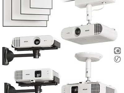 Epson Projectors Various Models With Wall Mount And Ceiling Bracket Installations 3d model